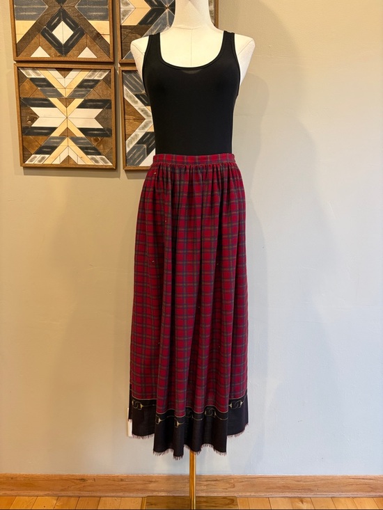 Ralph Lauren Dresses & Skirts - Vintage Ralph Lauren Red Plaid Wool Pheasant Equestrian Maxi Skirt size 12